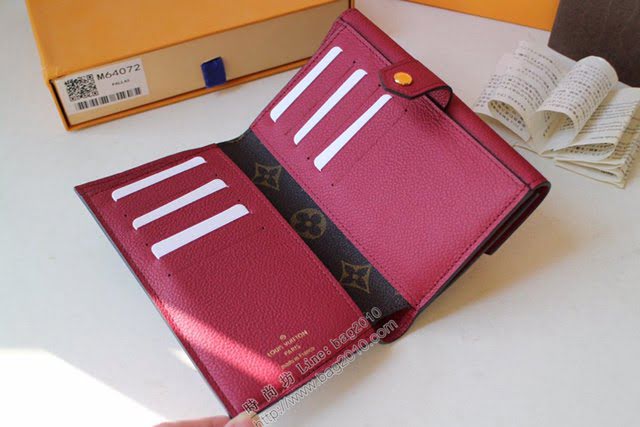 lv錢包 Pallas錢夾 M60140紫紅 lv小牛皮翻蓋女錢包  lvqb1049
